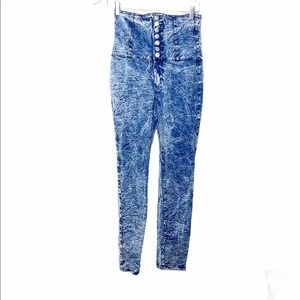 CRAVE FAME Acid High Waisted Retro Button Jeans